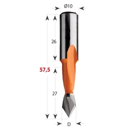 CMT 313 Vrták kolíkovací priechodzí S10 L57,5 HW - D10x27 S=10x26 L57,5 P