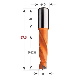 CMT 308 Vrták kolíkovací nepriechodzí S10 L57,5 HW - D14x30 S=10x20 L57,5 L