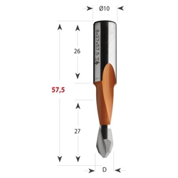 CMT 313 Xtreme Vrták kolíkovací priechodzí S10 L57,5 HW - D5x27 S=10x26 L57,5 P