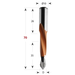 CMT 314 Xtreme Vrták kolíkovací priechodzí S10 L70 HW - D10x35 S=10x26 L70 P