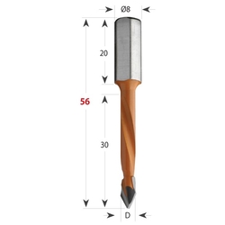 CMT 367 Vrták kolíkovací priechodzí S8 L56 HW - D8x30 S=8x20 L56 L