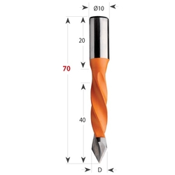 CMT 375 Vrták kolíkovací priechodzí S10 L70 HW - D10x40 S=10x20 L70 P