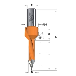 CMT 378 Vrták kolíkovací priechodzí so záhlbníkom S10 L70 HW - D7x35 D2=16 S=10x20 L