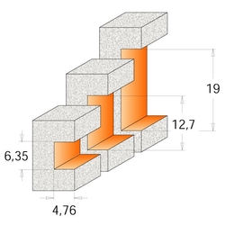 CMT C980 Drážkovacia bočná fréza CORIAN - D22,2 I6,35 R4,76 S=12