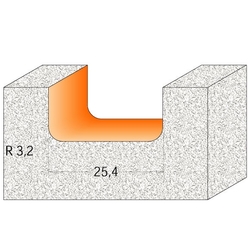 CMT C981 Drážkovacia rádiusová fréza CORIAN - D25,4 I12,7 R3,2 S=12