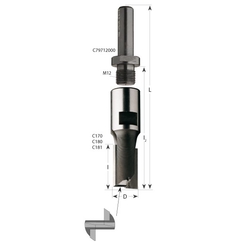 CMT Drážkovacia fréza so závitom M12 - D16x45 L77 M=12x1 HW