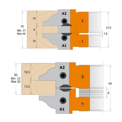 CMT Fréza na výrobu dverí MAN - D147 d40 Z2+2 ALU