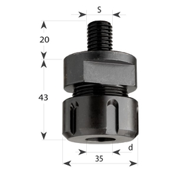 CMT Klieštinové skľučovadlo ER20 - S=M14x2 D=3-12,7mm