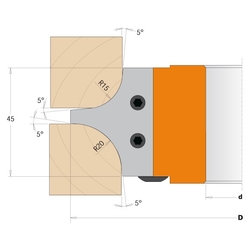 CMT Multirádiusová zaoblovacia fréza R15-R20 MAN - D147 d50 Z2 ALU