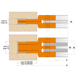 CMT Nastaviteľná drážkovacia fréza 3 dielna MAN - D160x4-15 d50 Z4+4 OCEĽ