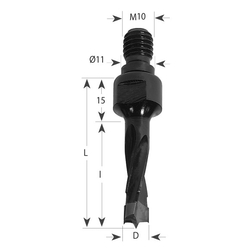 CMT Vrták kolíkovací so závitom S=M10, 11x4 HW - D10x40 LB55 L