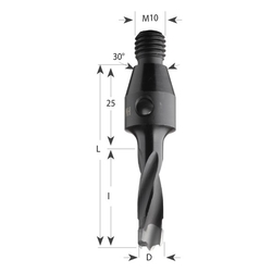 CMT Vrták kolíkovací so závitom S=M10, 30° HW - D5x40 LB65 L