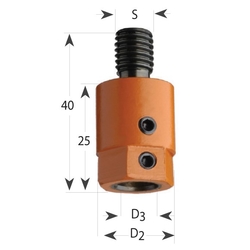 Upínacie puzdro 301 s rovnou dosadacou plochou, M8 - pre vrták S10, D19,5x25x40 M8 P