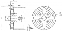Štvorčeľusťové skľučovadlo ø 150 mm