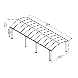 Palram Arcadia 8500 hliníkový (montovaný) prístrešok s oblúkovou strechou