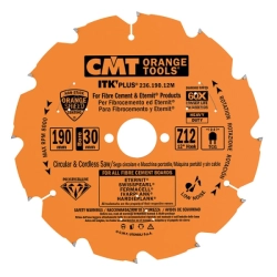 CMT ITK Plus Diamantový pílový kotúč na cementotrieskové dosky - D190x2,2 d30 Z12