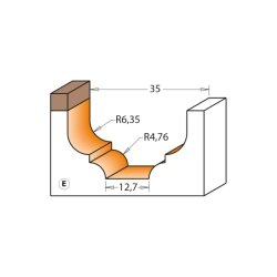 CMT C965B Profilová fréza čelná, ložisko - Profil E, R4,76-6,35 D34,9x18,5 S=8 HW