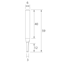 IGM M101 Drážkovacia fréza - D3x12 L59 S=6 HWM