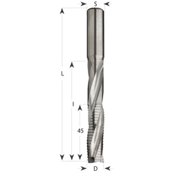 IGM 193 Drážkovacia špirálová fréza na dvere HWM Z3 - D16x95 L150 S=16