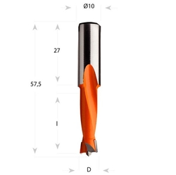 CMT 310 Vrták kolíkovací nepriechodzí S10 L57,5 HW - D9,52x27 S=10x27 L57,5 P