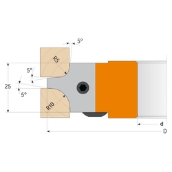 CMT Multirádiusová zaoblovacia fréza R5-R10 MAN - D113 d30 Z2 ALU