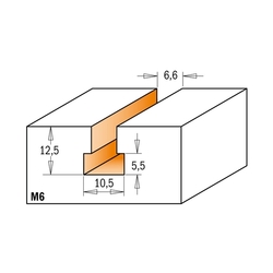 CMT C950 Fréza na cylindrické drážky HW - D10,5x12,5 d6,6 L48 S=8 Z1, M6