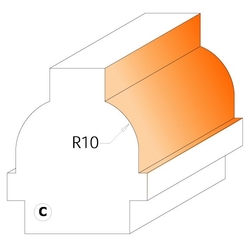 CMT C955 Fréza na priečky presklenných dvierok CMT - D28 I19 R10 profil C S=8 HM