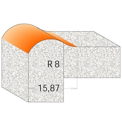 CMT C980 Profilová fréza na hrany CORIAN - D25,4 I22,2 R8 B15,87 S=12