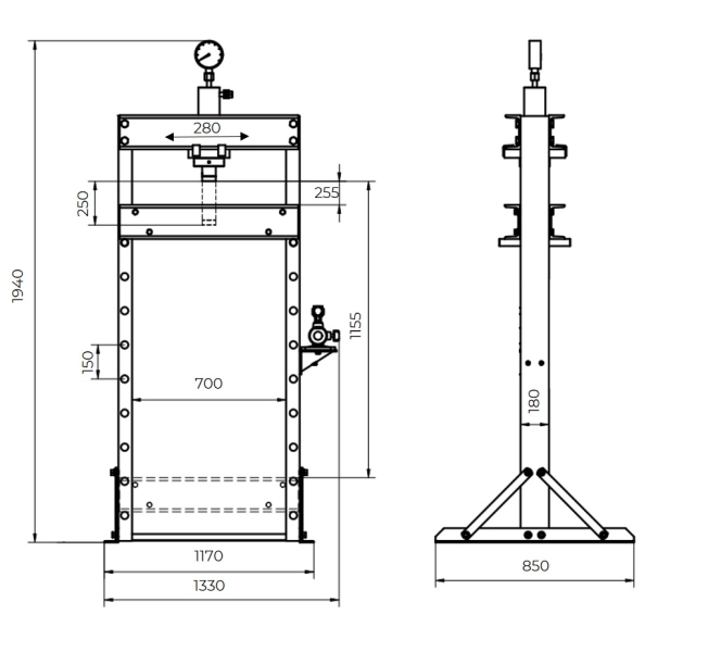Dílenský hydraulický lis 75t