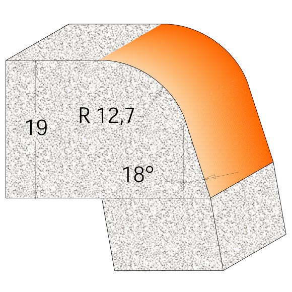 CMT C980 Zaoblovacia fréza na hrany umývadiel CORIAN - R12,7 D54 I25,4 S=12