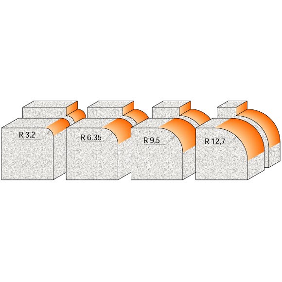 CMT C980 Zaoblovacia fréza na CORIAN - R6,35 D25,4 I12,7 S=12