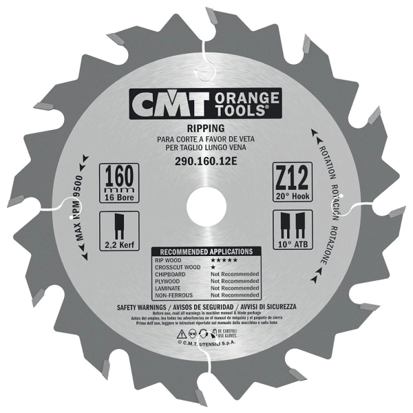 CMT Industrial Pílový kotúč pre pozdĺžne rezy - D160x16 Z12 HW