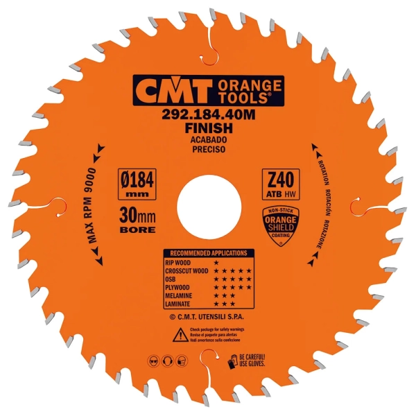 CMT Industrial Pílový kotúč pre elektronáradie, finálny rez - D184x2,6 d30 Z40 HW