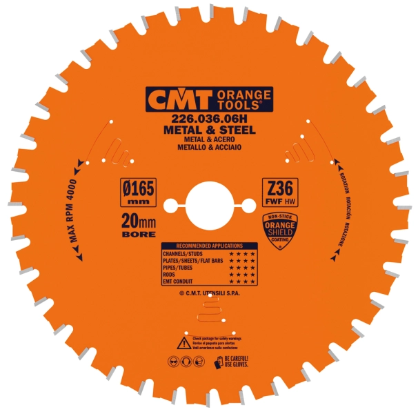 CMT Industrial Pílový kotúč na železo - D165x1,5 d20 Z36 HW