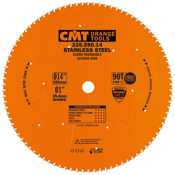 CMT Industrial Pílový kotúč na nehrdzavejúcu oceľ - D355x2,2 d25,4 Z90 HW
