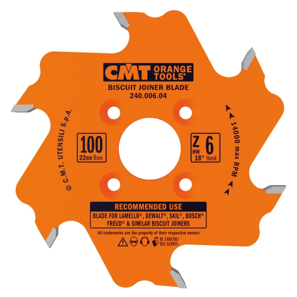CMT Industrial Kotúč lamelovací pre lamelové spoje - D100x3,96 d22 Z6 HW striedavý zub