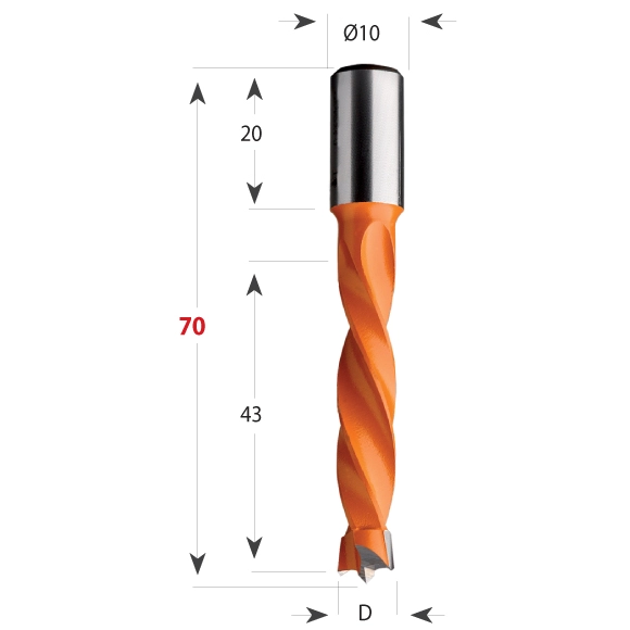 CMT 309 Vrták kolíkovací nepriechodzí S10 L70 HW - D15x43 S=10x20 L70 P