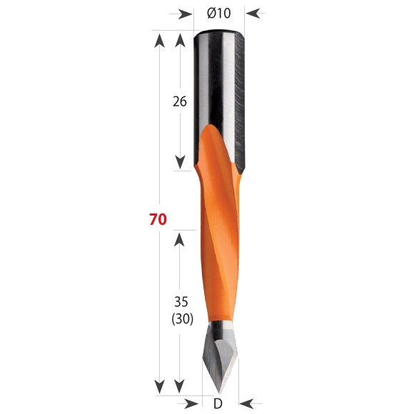 CMT 314 Vrták kolíkovací priechodzí S10 L70 HW - D9,52x35 S=10x26 L70 P