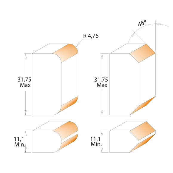 CMT Zaoblovacia obojstranná fréza - R4,75 I11,1-34,75 S=12 HW