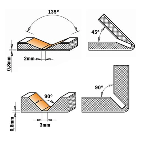 CMT C915 Fréza na V drážku pre Alucobond - 135° D18x3,3 S=8 HW