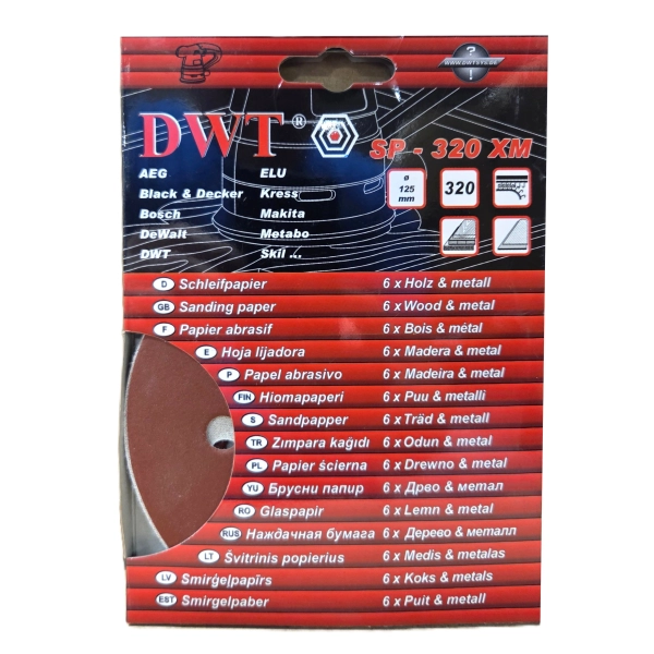 DWT SPX-320 XM sada brúsnych papierov 125 mm (6 ks, zrnitosť 320)